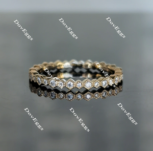 Doveggs round full eternity moissanite/lab grown diamond wedding bands-1.8mm band width