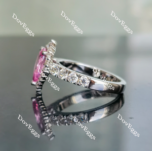 Doveggs pear halo half eternity pave pink sapphire colored gem ring