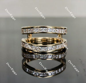 Doveggs princess moissanite/lab grown diamond wedding band/enhancer-8.1mm band width