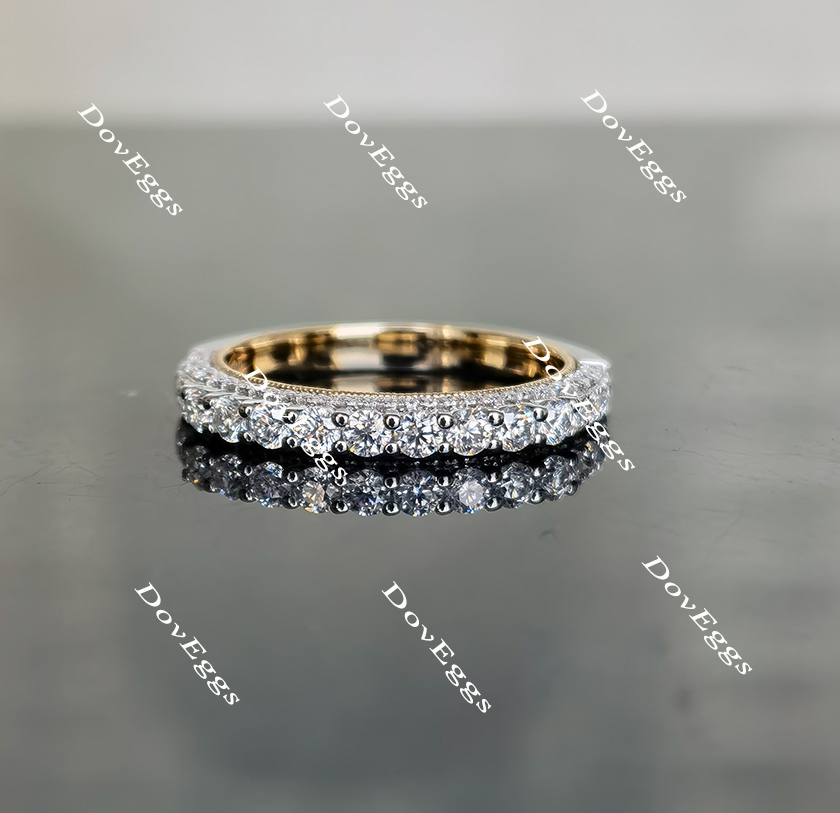 Doveggs round vintage moissanite/lab grown diamond wedding band-2.4mm band width