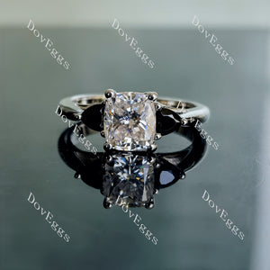 Doveggs cushion three-stone colored moissanite/colored gem engagement ring