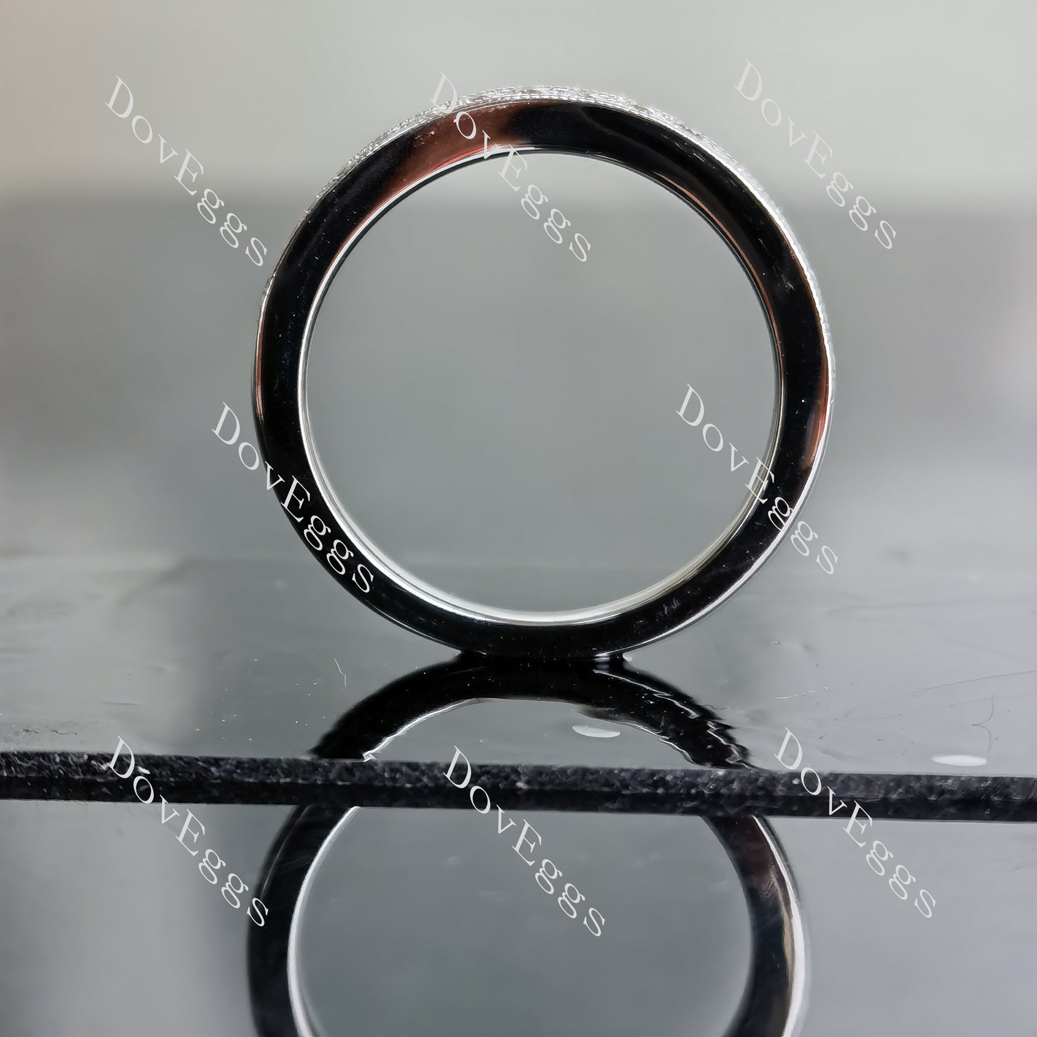Doveggs round half eternity pave moissanite/lab grown diamond wedding band-1.9mm band width