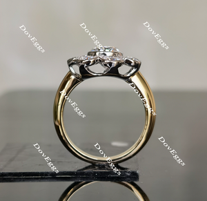 Doveggs round flower shape moissanite engagement ring