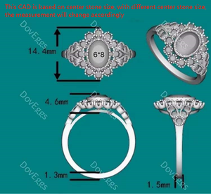 Marisol flower shape oval engagement ring