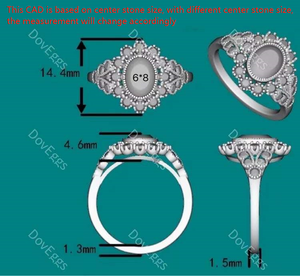 The Marisol flower shape Oval Ring