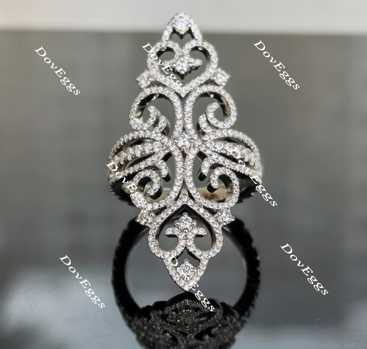 Doveggs art deco moissanite/lab grown diamond wedding band-3.2mm band width - DovEggs-Seattle