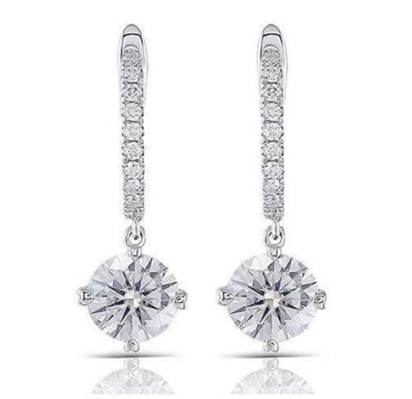 doveggs moissanite 2 carat g-h color round moissanite sterling silver hoop earrings