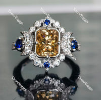 Doveggs radiant champagne moon star moissanite engagement ring