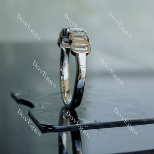 Doveggs emerald seven stones bezel moissanite/Lab grown diamond wedding band-2.5mm band width
