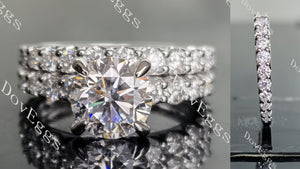 Doveggs round pave moissanite/lab grown diamond wedding band for women (wedding band only)-1.7mm band width