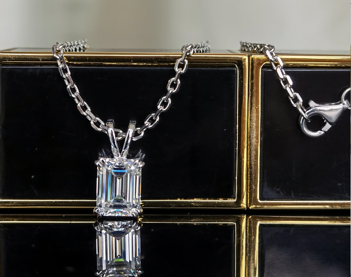 Doveggs emerald solitaire moissanite necklace for women (pendant only) - DovEggs-Seattle