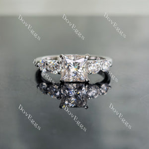 DovEggs princess side stones moissanite engagement ring