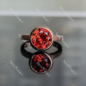 Doveggs round bezel textured vivid pegion blood ruby colored gem engagement ring