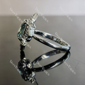 Doveggs radiant art deco colored moissanite engagement ring