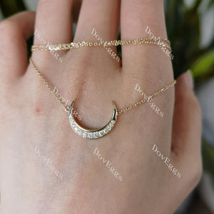 Doveggs round moon/lab grown diamond shape moissanite pendant necklace