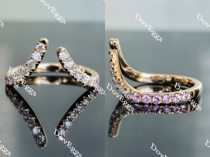 Doveggs round curved moissanite/lab grown diamond & colored gem wedding band-2.1mm band width - DovEggs-Seattle