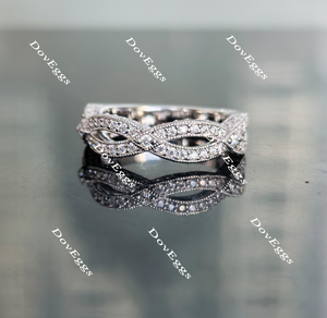 Doveggs round half eternity pave moissanite ring/lab grown diamond wedding band-3.5mm band width