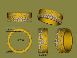 Doveggs round full eternity textured/without textured moissanite/lab grown diamond wedding band-8mm band width