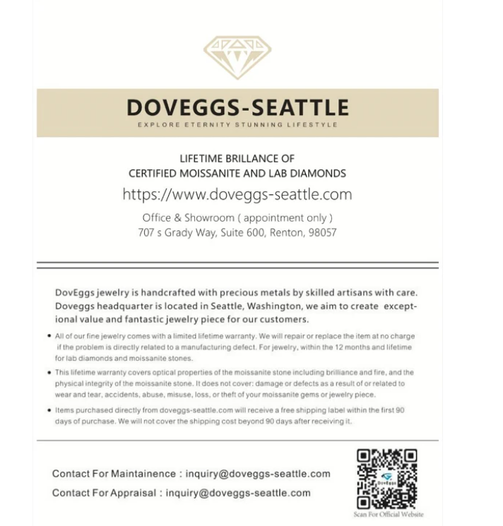 Doveggs three stone moissanite engagement ring for women