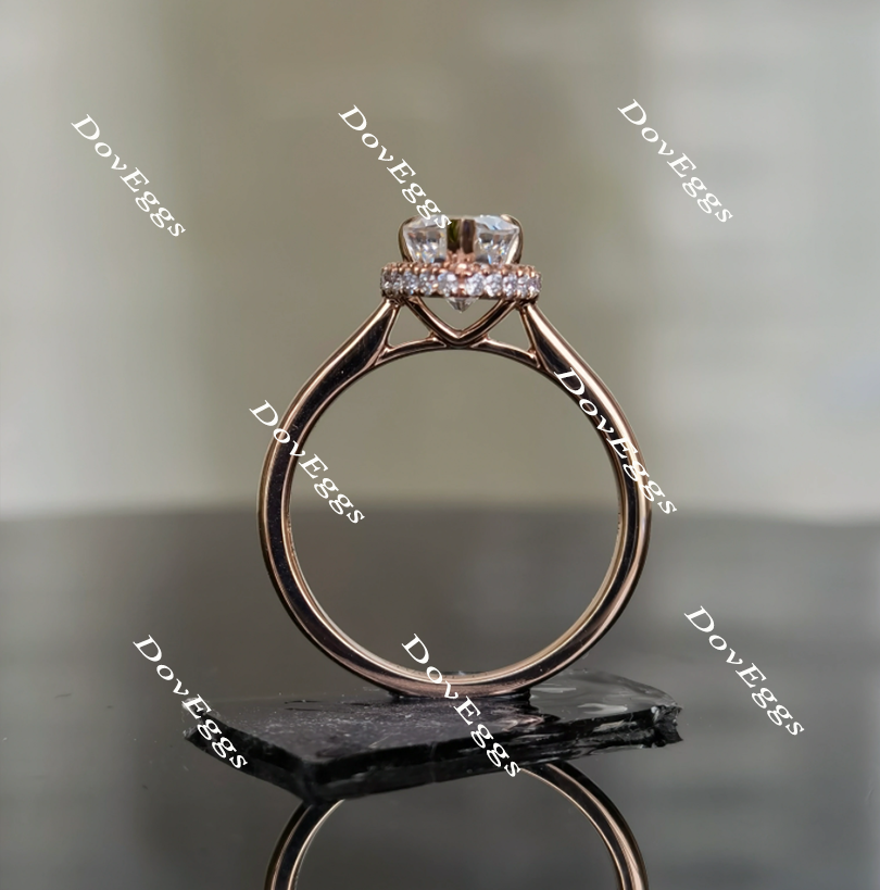 DovEggs paved halo pear moissanite ring/lab diamond ring