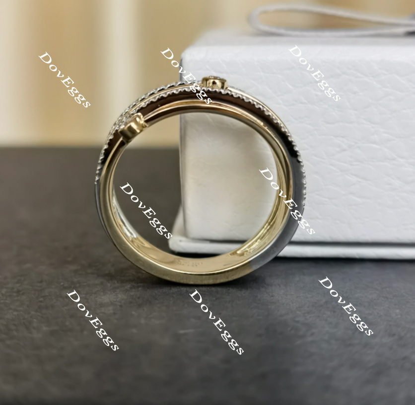 Doveggs round moissanite/lab grown diamond wide wedding band-6.5mm band width