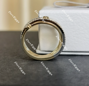 Doveggs round moissanite/lab grown diamond wide wedding band-6.5mm band width