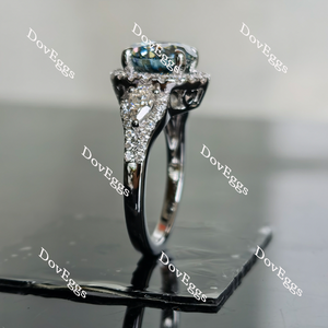 Doveggs round halo colored moissanite engagement ring