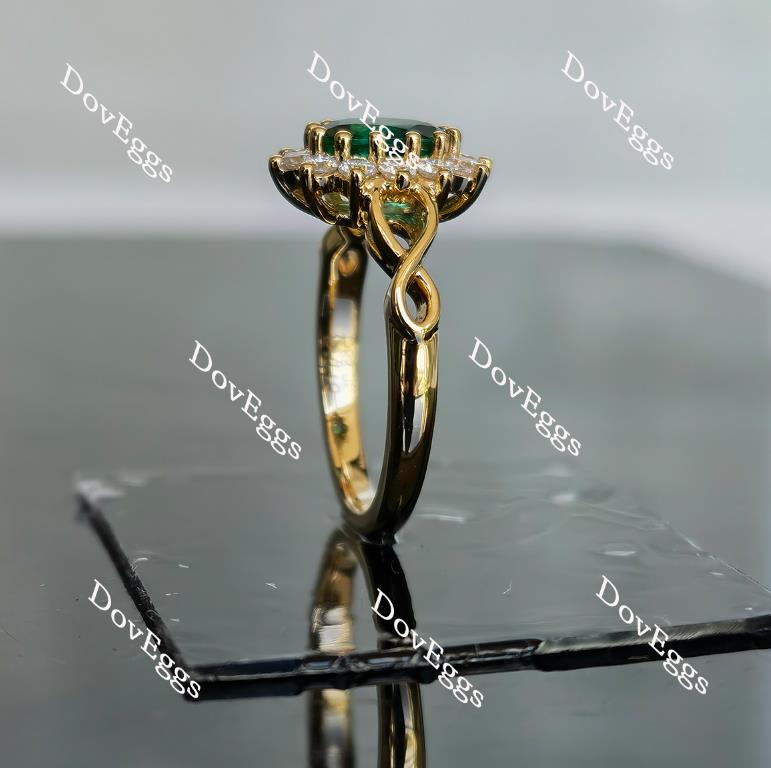 Doveggs oval floral zambia emerald colored gem ring