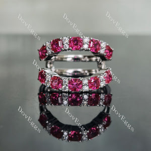 Doveggs asscher pave moissanite/lab grown diamond & colored gem enhancer/wedding band-6.6mm band width