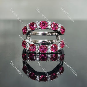 Doveggs asscher colored gem center stone pave enhancer/wedding band-6.6mm band width