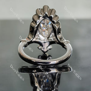 Doveggs pear art deco bezel moissanite engagement ring