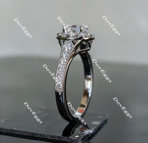 DovEggs oval half eternity moissanite engagement ring