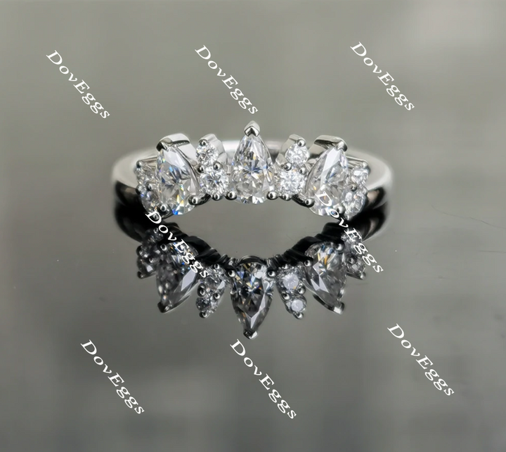 Doveggs crown moissanite /lab grown diamond engagement ring wedding band-2.0mm band width - DovEggs-Seattle