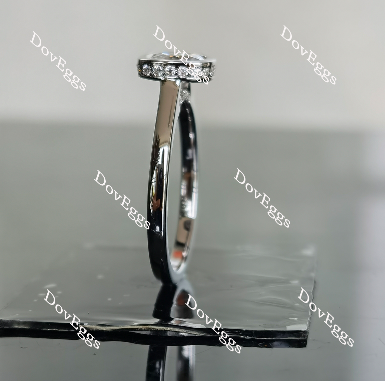 Doveggs bezel cushion setting moissanite engagement ring