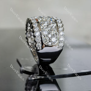 Doveggs round channel set moissanite/lab grown diamond wedding band-6.5mm band width