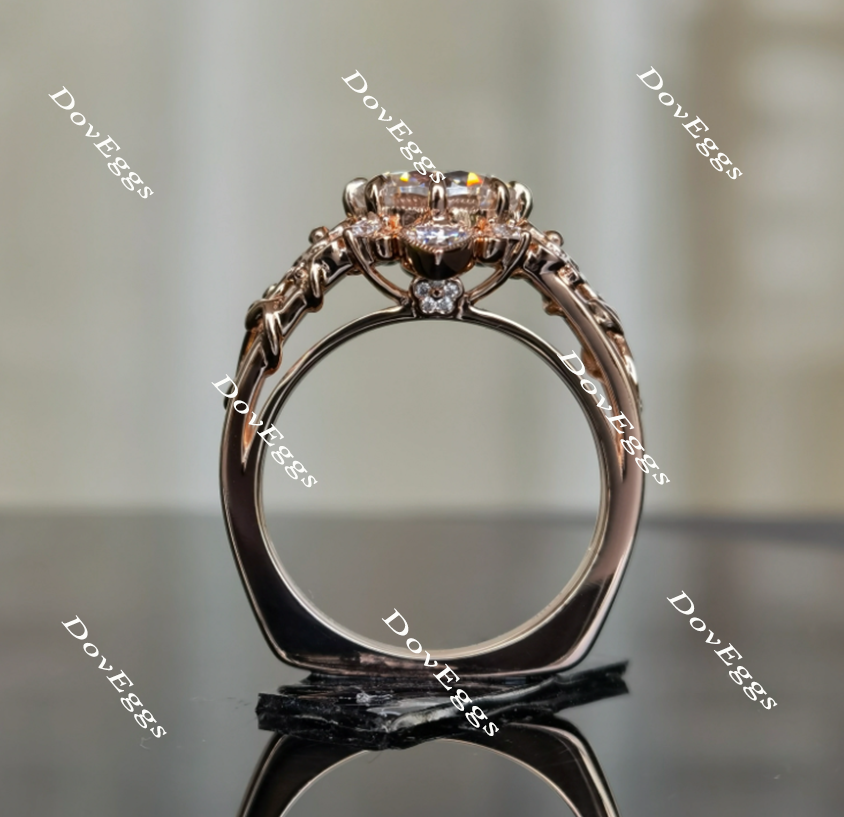 Doveggs floral moissanite engagement ring
