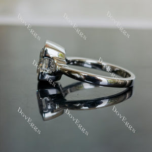 Doveggs cushion side stones moissanite engagement ring