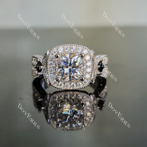 DovEggs radiant pave halo moissanite engagement ring