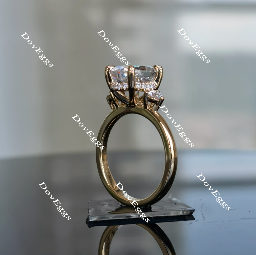 The Katherine oval side stone moissanite engagement ring