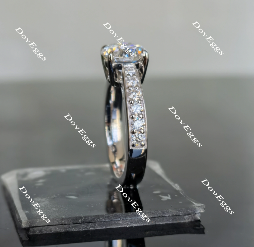 Doveggs round half eternity moissanite engagement ring