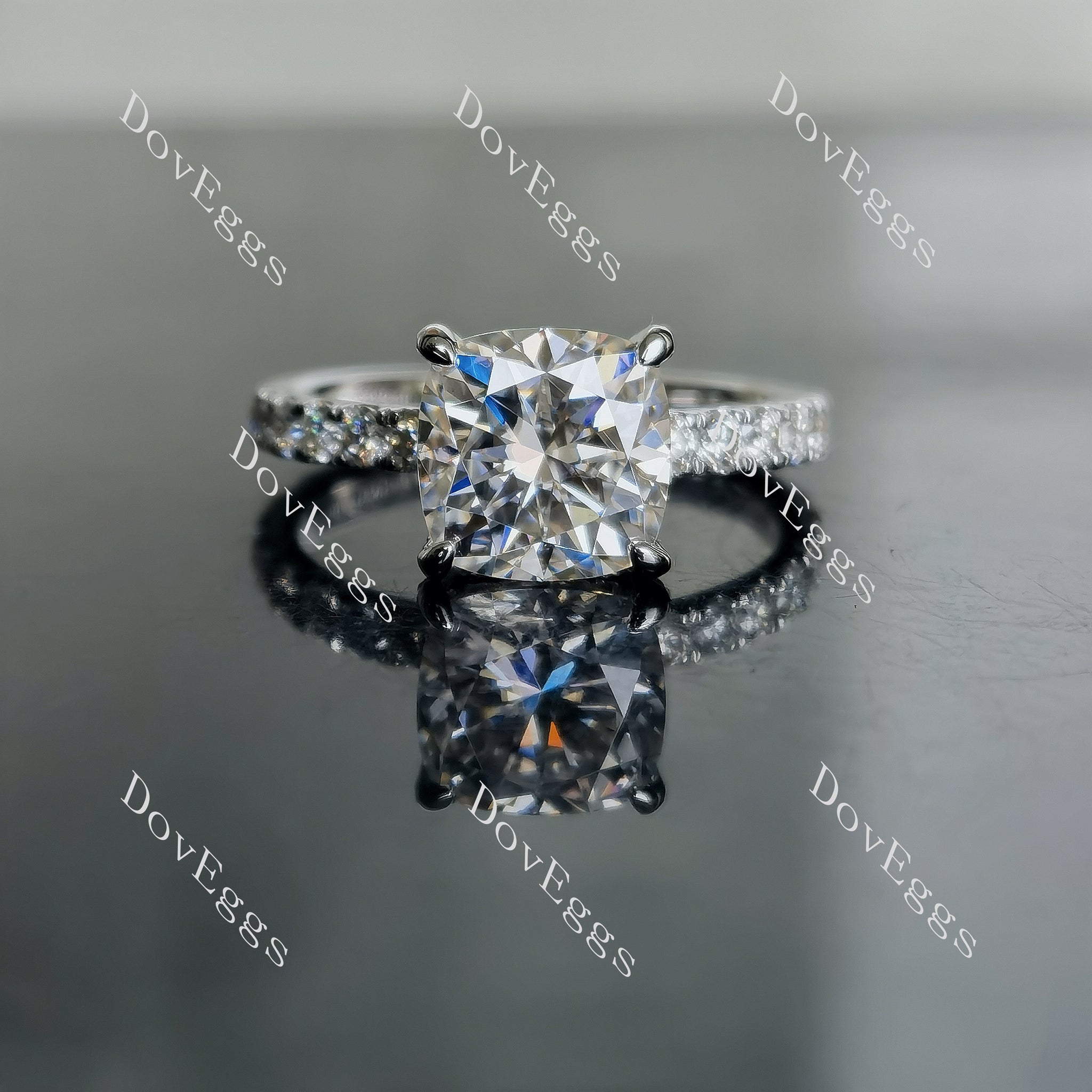 Doveggs cushion pave moissanite engagement ring