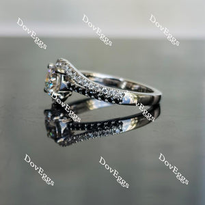 DovEggs curved band round moissanite & colored gem engagement ring