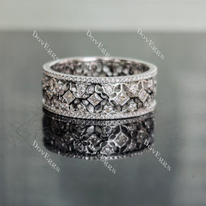 Doveggs art deco princess round full eternity moissanite/lab grown diamond wedding bands-8mm band width