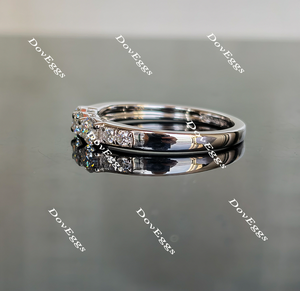 Doveggs round three stone moissanite/lab grown diamond wedding band-2mm band width