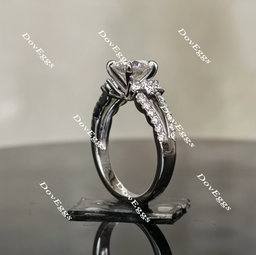 Doveggs round pave moissanite ring with split band