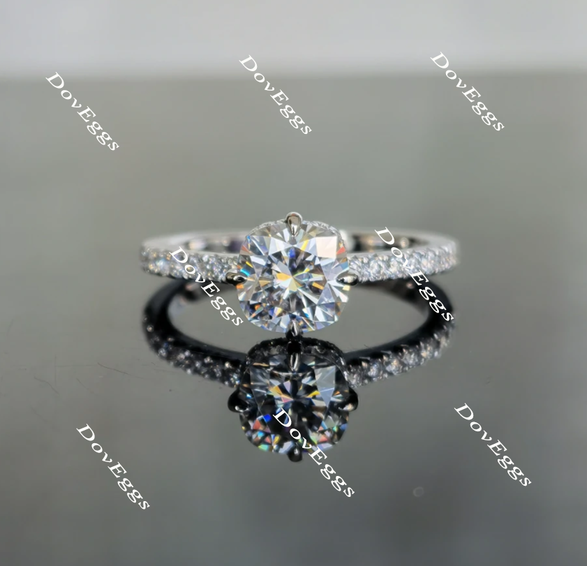 half eternity pave moissanite engagement ring