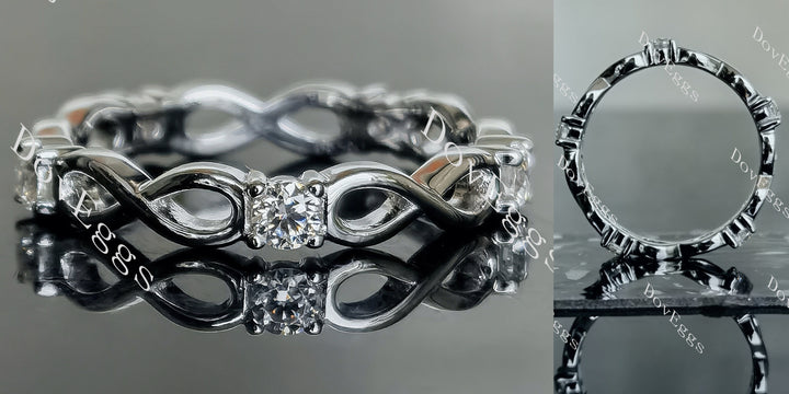 Doveggs round full eternity and infinity symbols moissanite/lab grown diamond wedding band-3.5mm band width