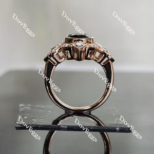 Doveggs round floral setting black sapphire colored gem ring (engagement ring only)