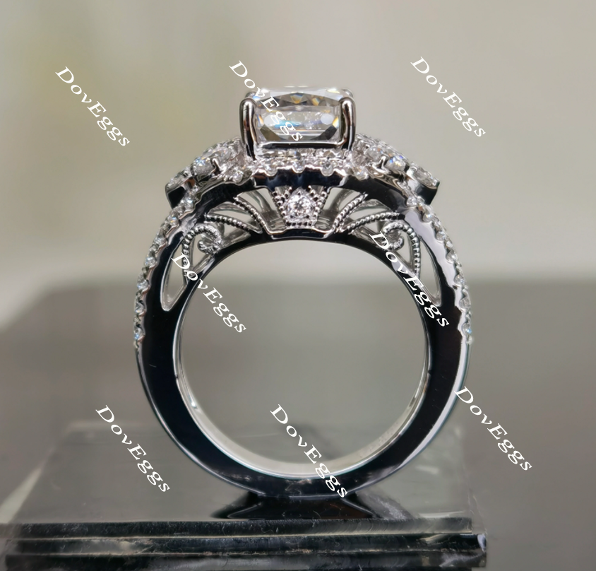 The Janet art deco radiant moissanite engagement ring