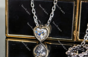 Doveggs heart bezel setting moissanite pendant necklace (pendant only)